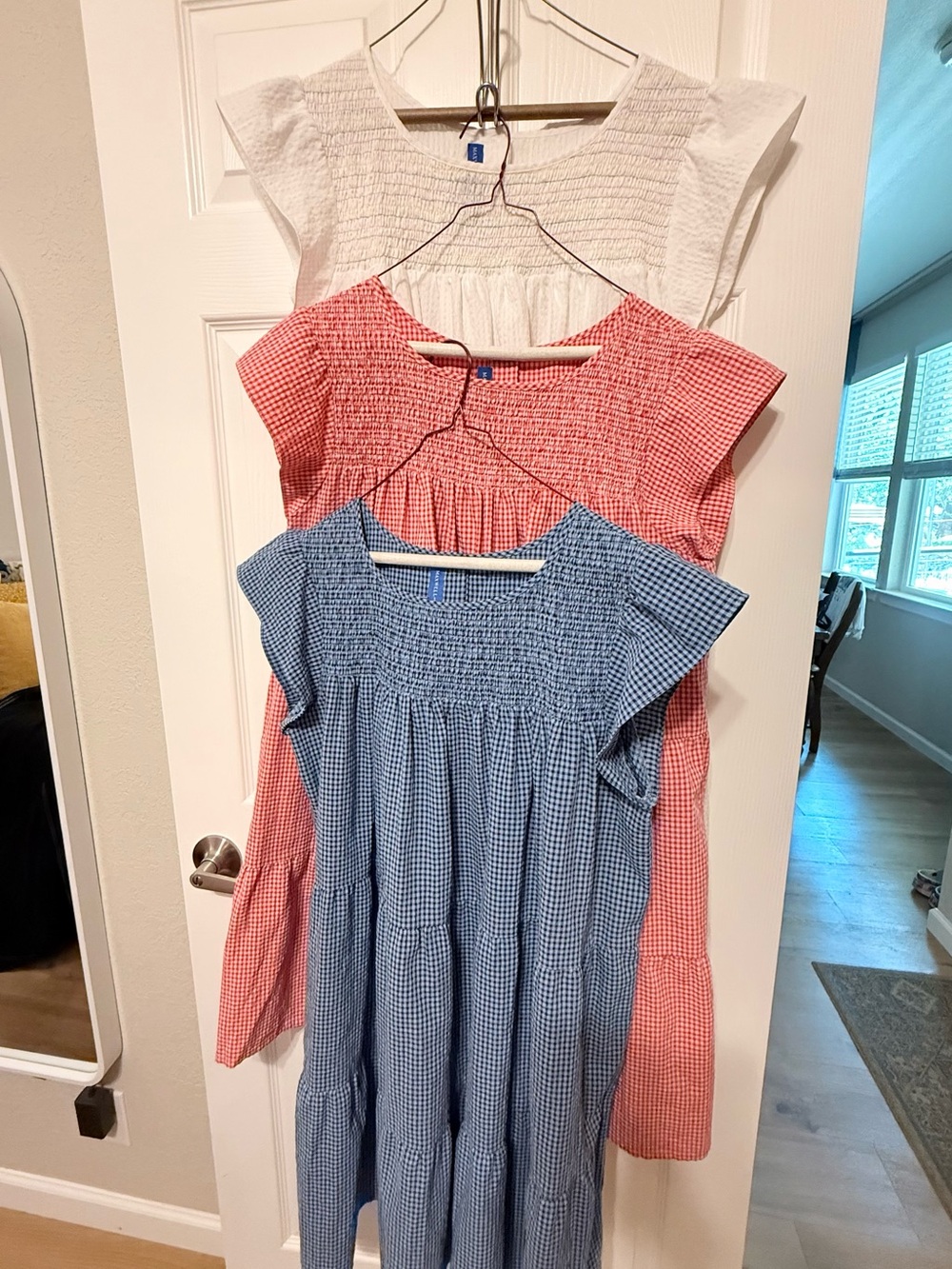 Women’s lot of 3 Gingham Smocked Swing Dresses - Red, White, & Blue! ❤️🤍💙
